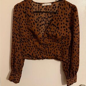 Elegant Brown Leopard Print Blouse